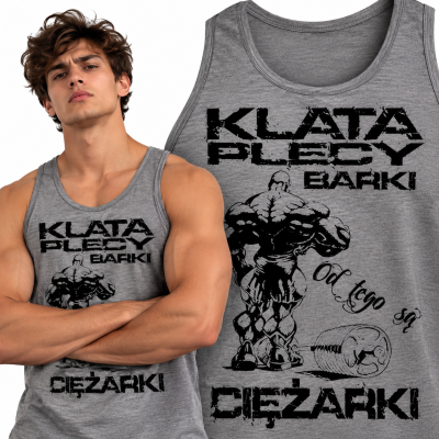 TANK TOP NA SIŁOWNIĘ KLATA PLECY BARKI SIWA